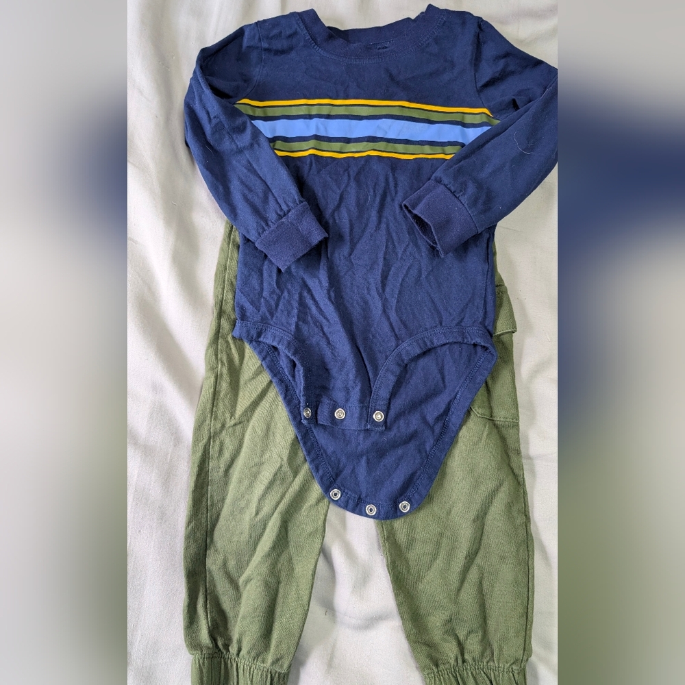 Carter's Blue and Green Striped Bodysuit